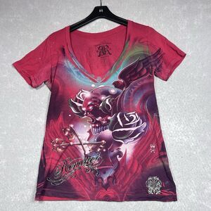 Vintage Remetee Shirt Womens Size Medium Red Multicolored City Of Angels RARE